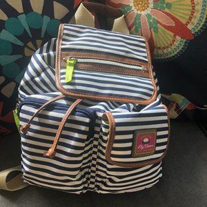 Lily Bloom Backpack Navy and White Stripe